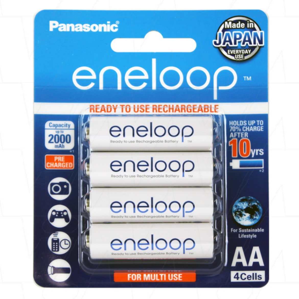 Picture of BK-3MCCE PANASONIC ENELOOP NiMh AA 1.2V 2000mAh BATTERY 4PK -- (READY TO USE)